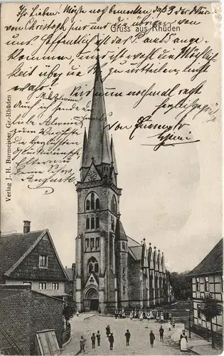 Ansichtskarte Groß Rhüden-Seesen Straßenpartie an der Kirche 1905