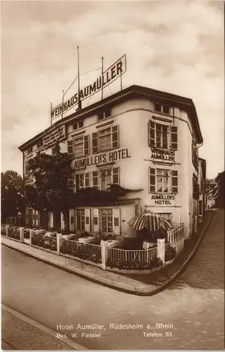 Ansichtskarte Rüdesheim (Rhein) Hotel Aumüller 1929