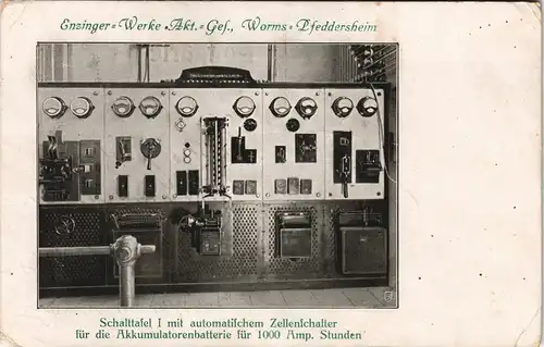 Ansichtskarte Pfeddersheim-Worms Enzinger-Werke - Schalttafel 1922