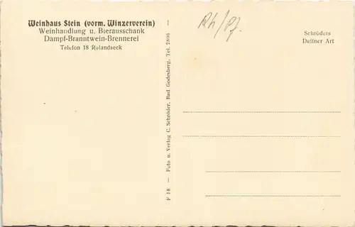Ansichtskarte Oberwinter-Remagen Weinhaus Stein - Gaststube 1931