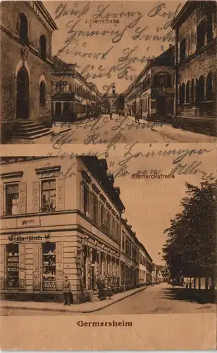 Ansichtskarte Germersheim Lilienstraße, Bismarckstraße - 2 Bild 1919
