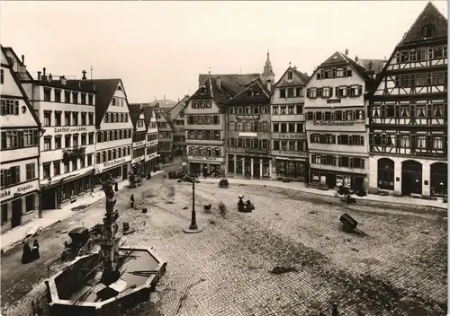 Ansichtskarte Tübingen Marktplatz, div. Geschäfte, Gasthof Zum Lamm 1955