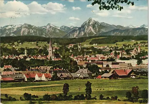 Ansichtskarte Kaufbeuren Panorama mit Allgäuer- und Tiroler Hochgebirge 1959