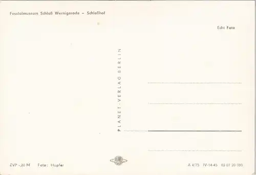 Ansichtskarte Wernigerode Schloss/Feudalmuseum Hof 1974 #