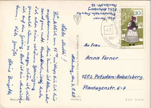 Altenberg (Erzgebirge) DDR Mehrbildkarte mit 4 Ortsansichten 1968/1967