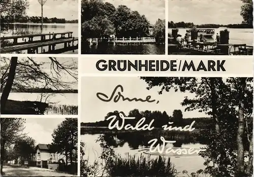 Grünheide (Mark) DDR Mehrbild-AK mit "Sonne, Wald und Wasser" Ansichten 1961