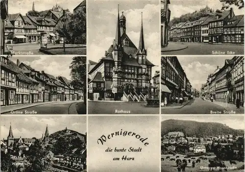 Wernigerode DDR Mehrbild-AK mit Schöne Ecke, Marktstraße, Grüne Straße uvm. 1963