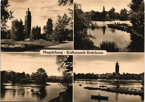 Werder-Magdeburg DDR Mehrbild-AK Kulturpark Rotehorn Rotehornpark 1962/1961