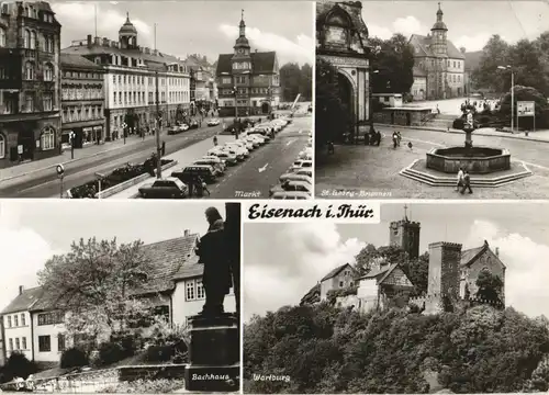 Eisenach DDR Mehrbild-AK Stadtteilansichten u.a. Markt, Bach-Haus 1983