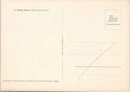 Ansichtskarte Baden-Baden Stadt Panorama mit Blick zum Merkur 1970