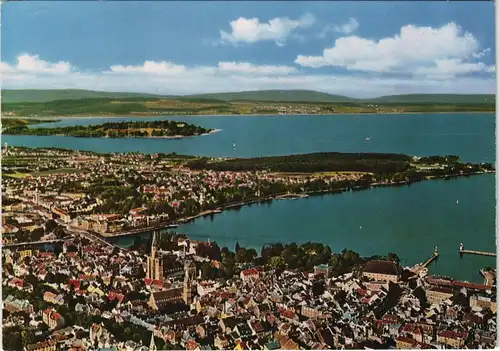 Ansichtskarte Konstanz Luftaufnahme Stadt Bodensee vom Flugzeug aus 1960