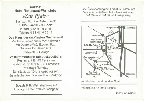 Nußdorf-Landau in der Pfalz Hotel-Restaurant Zur Pfalz  Mehrbildkarte 1975