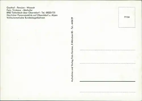 Tiefenbach-Oberstdorf (Allgäu) Gasthof-Pension Wasach Mehrbild-A   1960