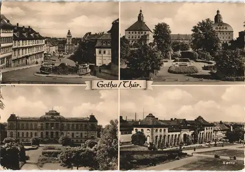 Ansichtskarte Gotha DDR Mehrbildkarte mit 4 Stadtteilansichten 1958