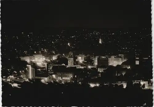 Ansichtskarte Stuttgart Panorama-Ansicht Zentrum bei Nacht 1962