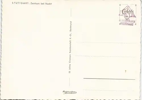 Ansichtskarte Stuttgart Panorama-Ansicht Zentrum bei Nacht 1962