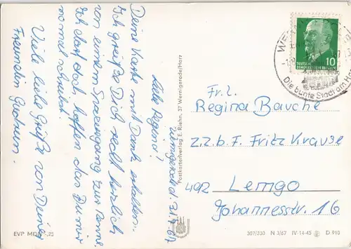 Wernigerode DDR Mehrbildkarte Steinerne Renne u. Ottofelsen im Harz 1967