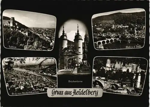 Heidelberg Mehrbild-AK Stadtteilansichten und Brücken-Türme 1960