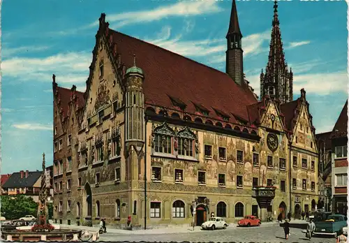 Ansichtskarte Ulm a. d. Donau VW Käfer Autos vor dem Rathaus 1970