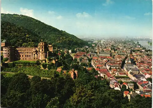 Ansichtskarte Heidelberg Panorama Stadt mit Schloß von Osten 1975