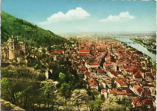 Ansichtskarte Heidelberg Panorama - Blick von der Scheffelterrasse 1975