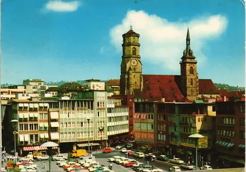 Ansichtskarte Stuttgart Marktplatz und Stiftskirche 1971