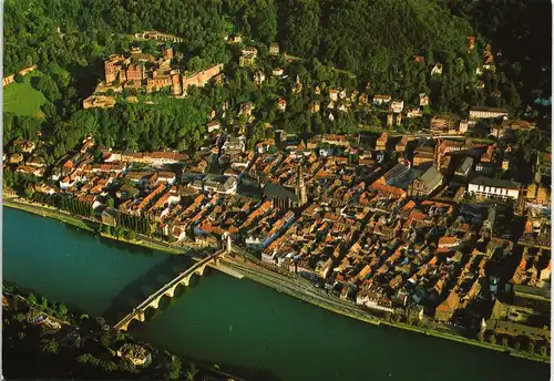 Ansichtskarte Heidelberg Luftbild Stadt & Schloss vom Flugzeug aus 1975