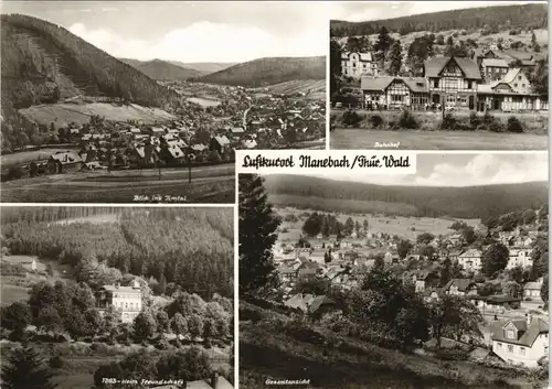 Manebach-Ilmenau DDR Mehrbild-AK mit Bahnhof & Panorama Ansichten 1976
