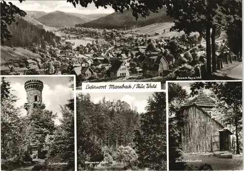Manebach-Ilmenau DDR Mehrbild-AK 4 Ansichten vom Luftkurort Thüringer Wald 1976