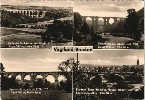 .Sachsen DDR Mehrbild-AK Vogtland Brücken 4 Foto-Ansichten 1963