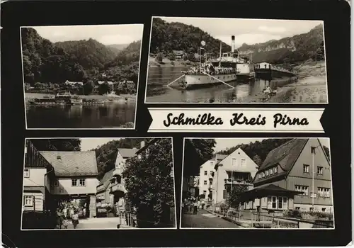 Schmilka DDR Mehrbild-AK Umland-Ansichten, Ortsansichten, Elbe Dampfer 1965