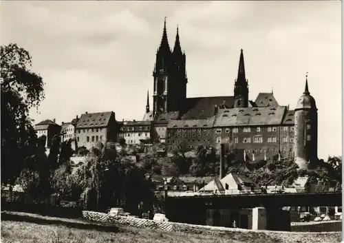 Ansichtskarte Meißen Stadtteilansichten Blick zur Burg zu DDR-Zeiten 1970