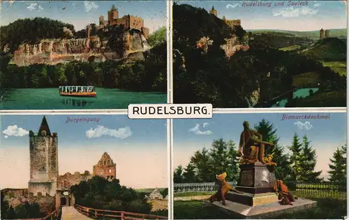 Ansichtskarte Saaleck-Bad Kösen Rudelsburg - 4 Bild ua. Bismarckstein 1923