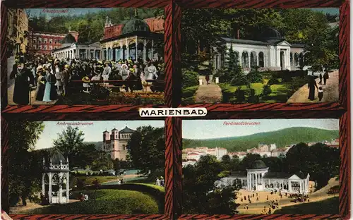 Marienbad Mariánské Lázně 4 Bild: Ambrosiusbrunnen, Ferdinandsbrunnen 1913