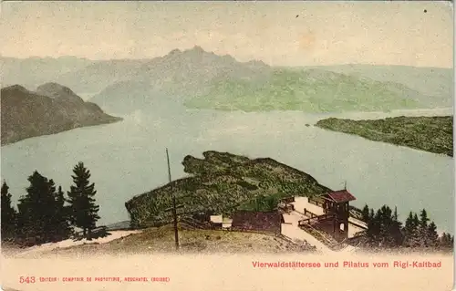 Luzern Lucerna Vierwaldstättersee und Pilatus vom Rigi-Kaltbad 1907
