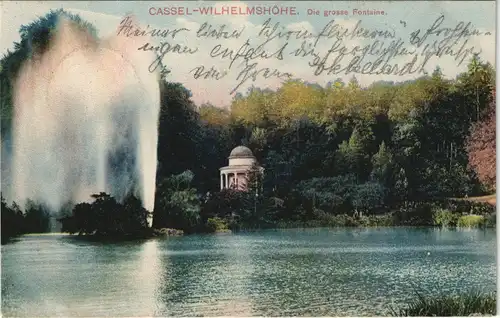 Ansichtskarte Bad Wilhelmshöhe-Kassel Cassel Die große Fontäne 1906