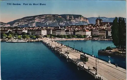 Ansichtskarte Genf Genève 730 Genève. Pont du Mont Blanc 1909