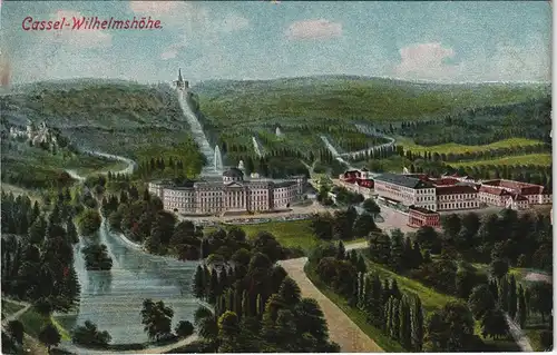 Bad Wilhelmshöhe-Kassel Cassel Gesamtanlage - Photochromie, Künstlerkarte 1909