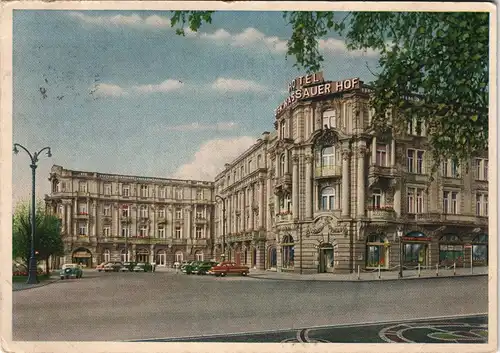 Ansichtskarte Wiesbaden Hotel Naussauer Hof 1955