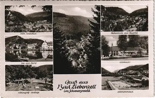 Ansichtskarte Bad Liebenzell Stadt, Kleingolf, Schwimmbad 1955