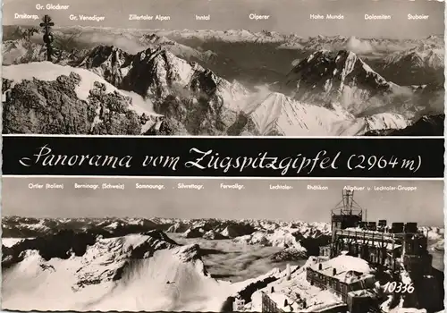 Grainau Panorama vom Gipfel der Zugspitze Wettersteingebirge 1961