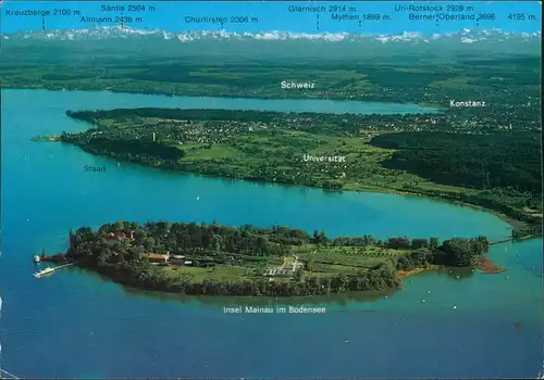 Ansichtskarte Konstanz Luftbilder Insel Mainau 1961