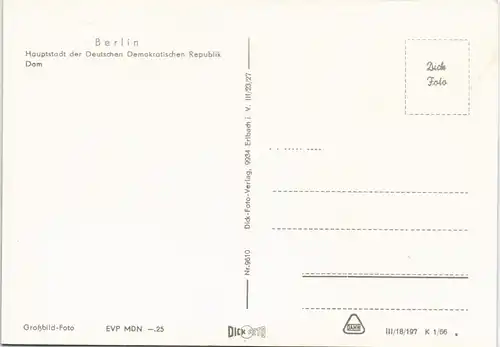 Ansichtskarte Mitte-Berlin Berliner Dom zu DDR-Zeiten 1966