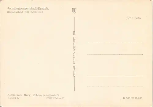 Ansichtskarte Johanngeorgenstadt DDR AK Steinbachtal mit Schimmel 1963