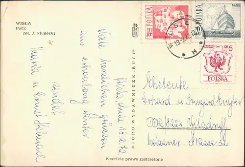 Postcard Weichsel OS Wisła | Hohenweichsel Park im Winter 1972