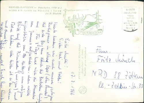 Postcard Polen Polska Polen / Polska BESKID SADECRY - Przebyba 1965