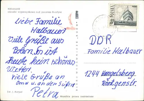 Postcard Niesulice Sommerpause am See Niesłysz 1963