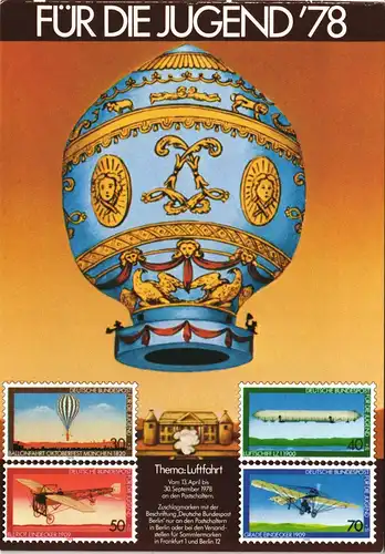Ansichtskarte  Für die Jugend - Thema Luftfahrt 1978