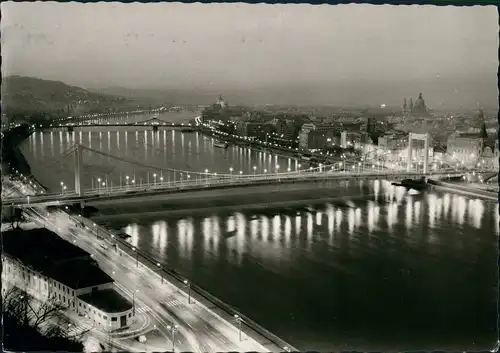 Postcard Budapest Die beleuchtete Stadt 1963