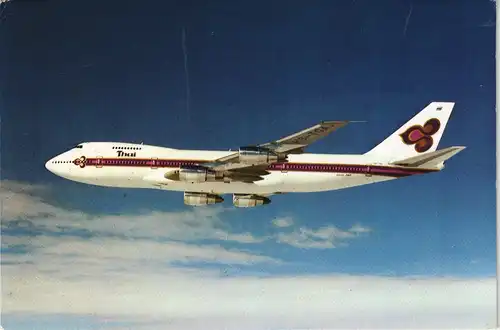 Ansichtskarte  Thai Boeing 747-200B Smooth as silk. Flugwesen - Flugzeuge 1984